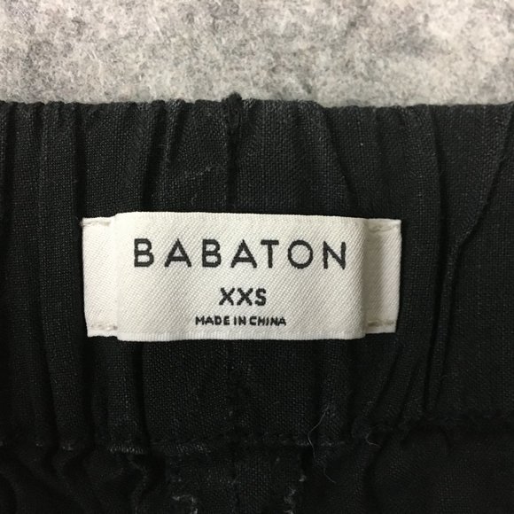 Babaton Pants XXS Linen Black Straight Crop Mid Rise Casual Drawcord Artizia - Picture 11 of 14